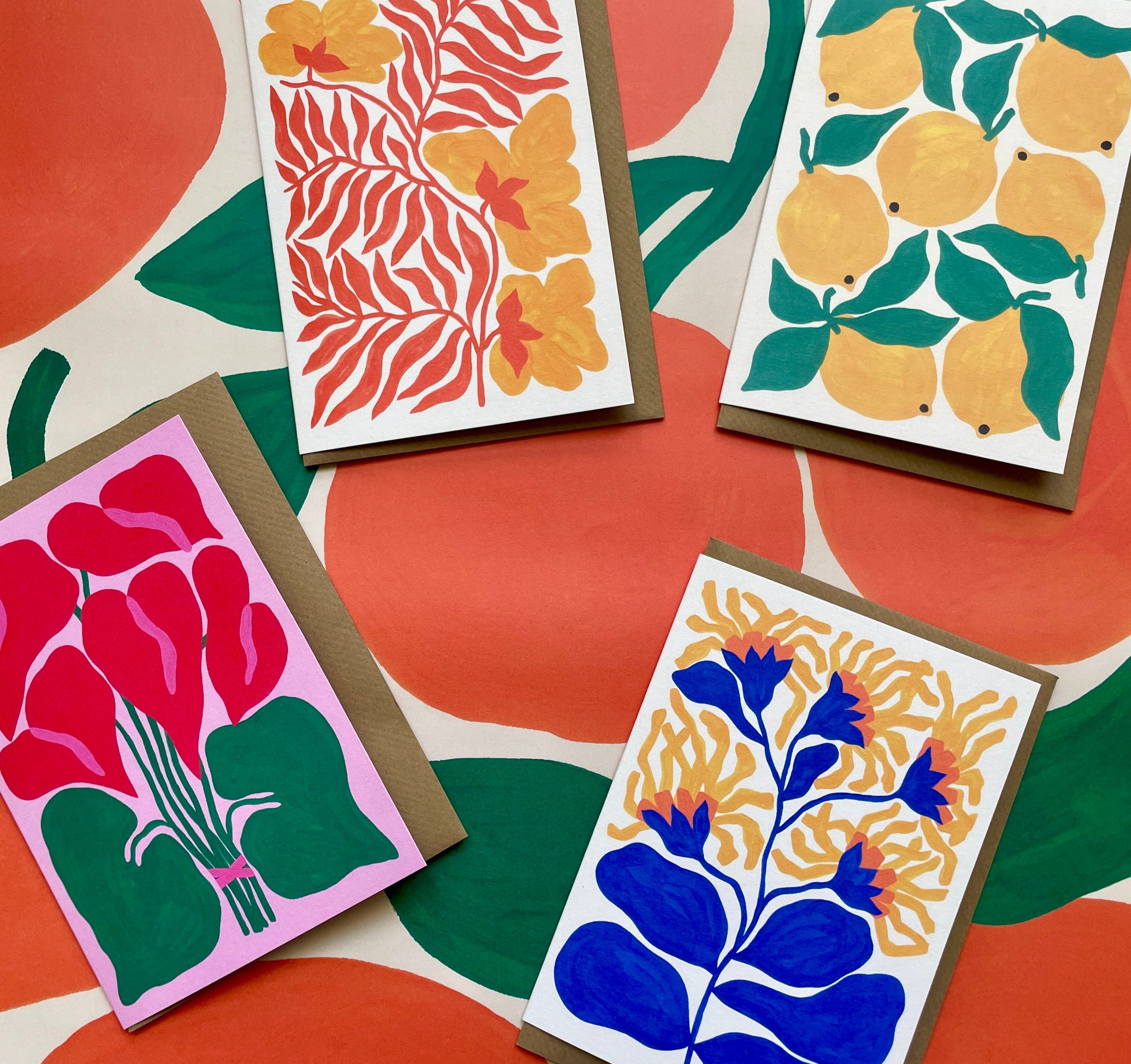 Illustrated Floral Greeting Cards & Gift Wrap - Uneeka