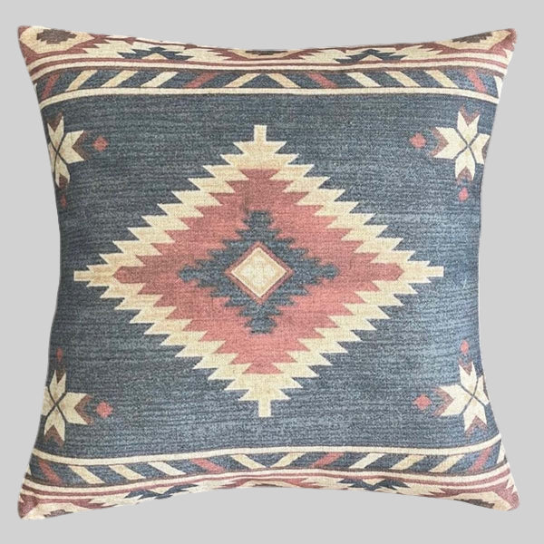 Inca Blue & Multi Geometric Cushion - Uneeka