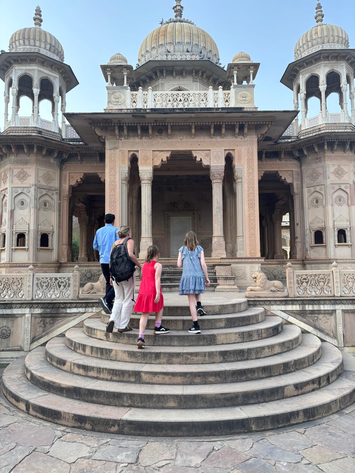 India Trip - Family Outside An Indian Temple