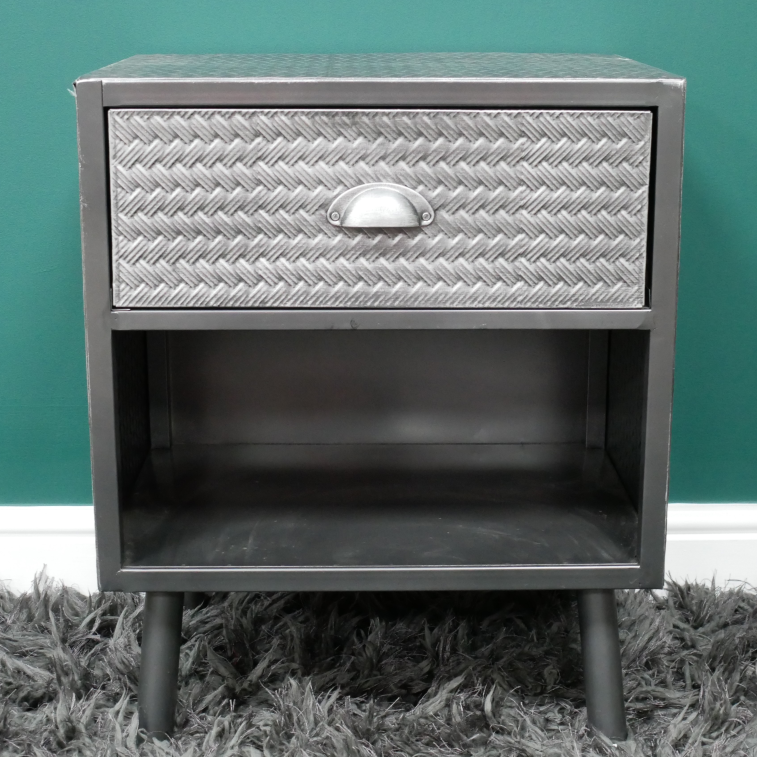 Industrial Bedside Cabinet with Shelf and Drawer