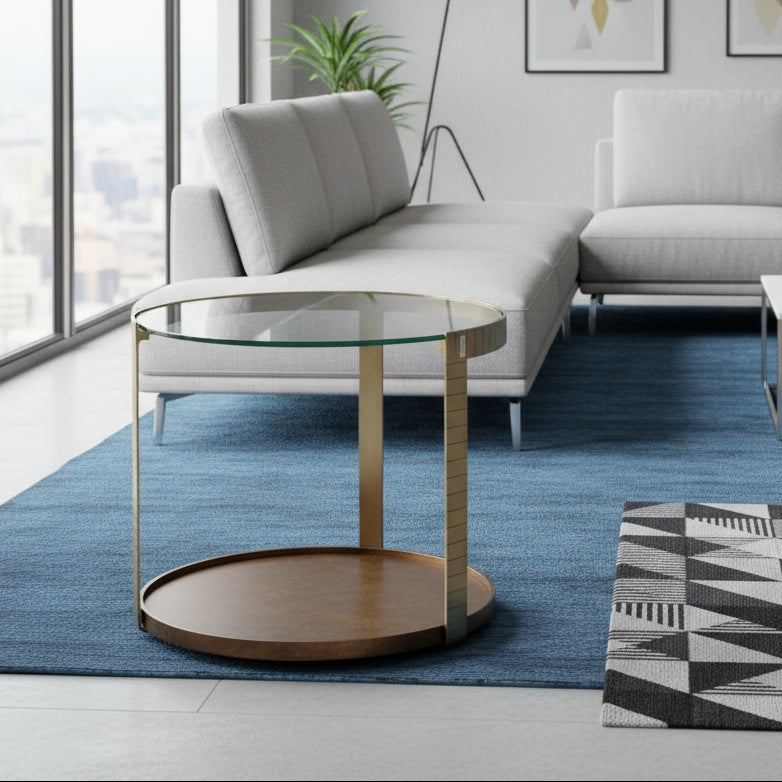 Iron Frame Glass Top Side Table -  2861W - Uneeka