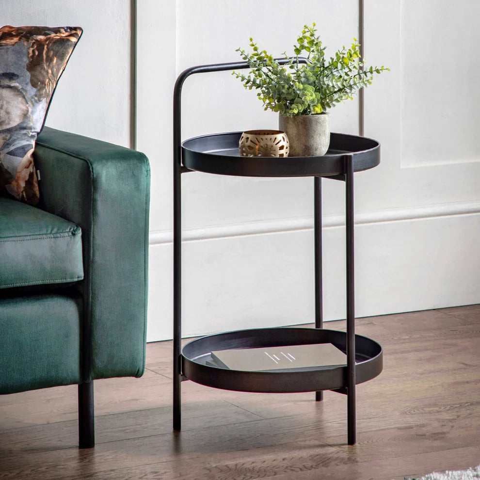 Iron Two Tier Round Side Table - Uneeka