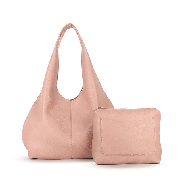 Faux Leather Slouch Strap Handbag - J69019 - PINK - Uneeka