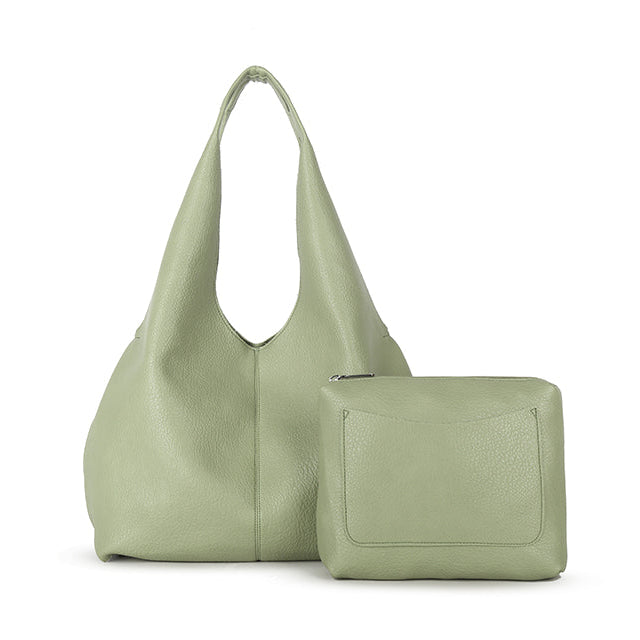 Faux Leather Slouch Strap Handbag - J69019 - GREEN - Uneeka