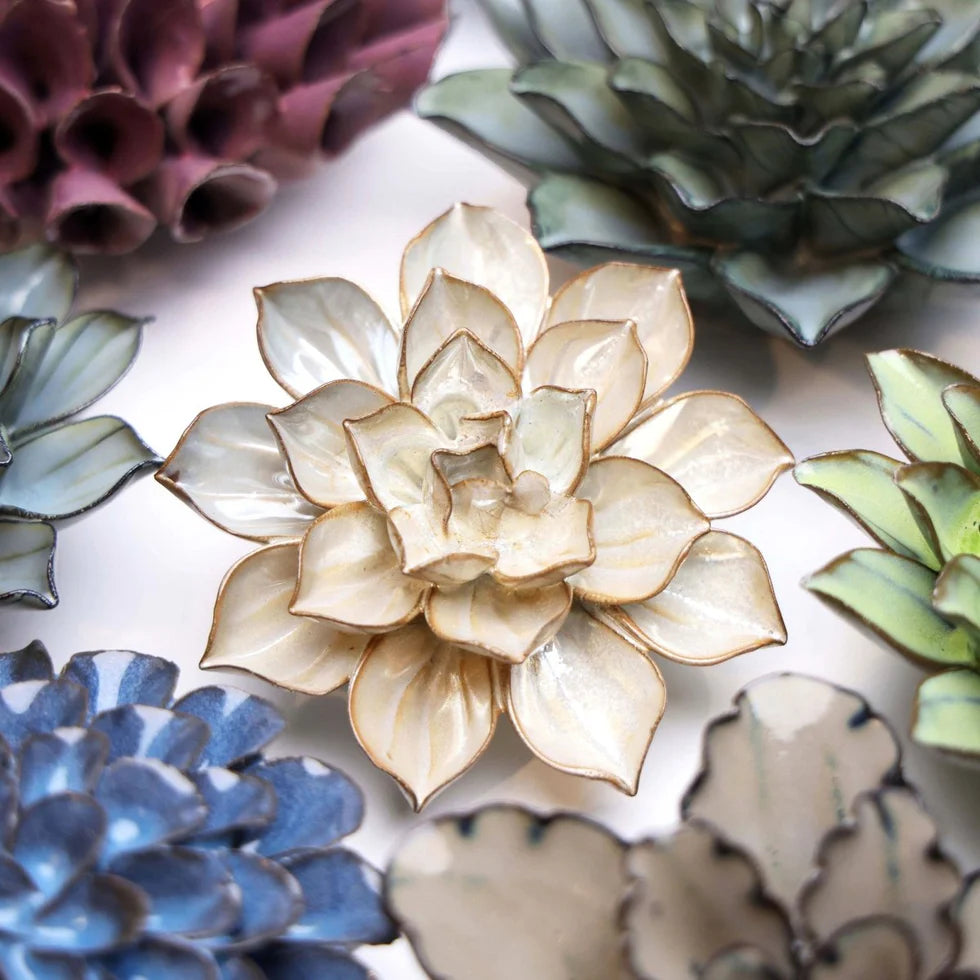 Ceramic Cream Frikartii Aster Flower - JA09 - Uneeka