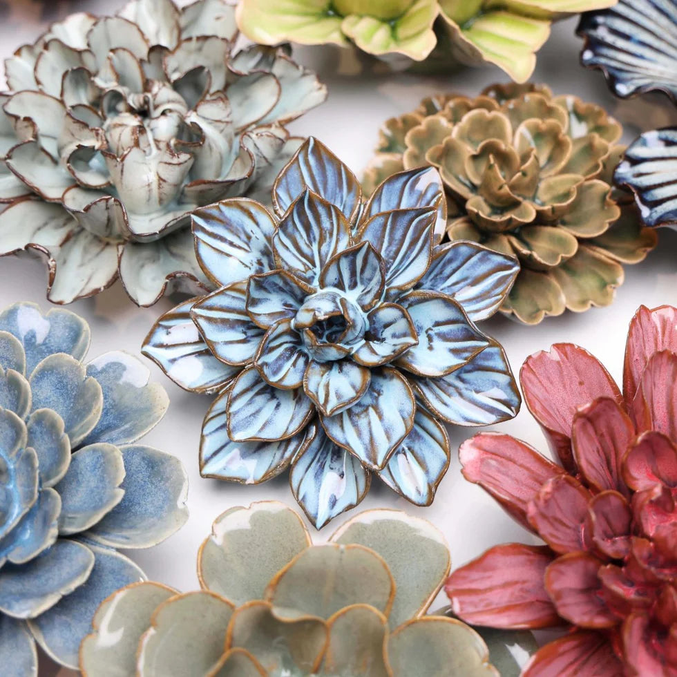 Ceramic Blue Frikartii Aster Flower - JA23 - Uneeka