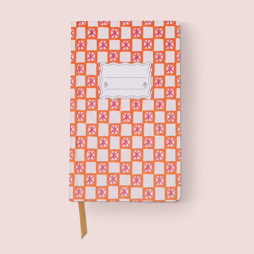 Orange Check Patterned Cloth Journal - JB85-2227EU - Uneeka
