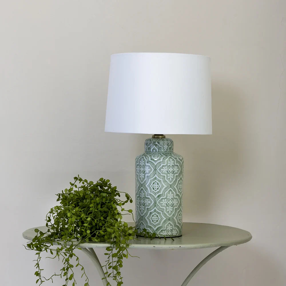 Moroccan Style Table Lamp with White Shade - JIN21956 - Uneeka