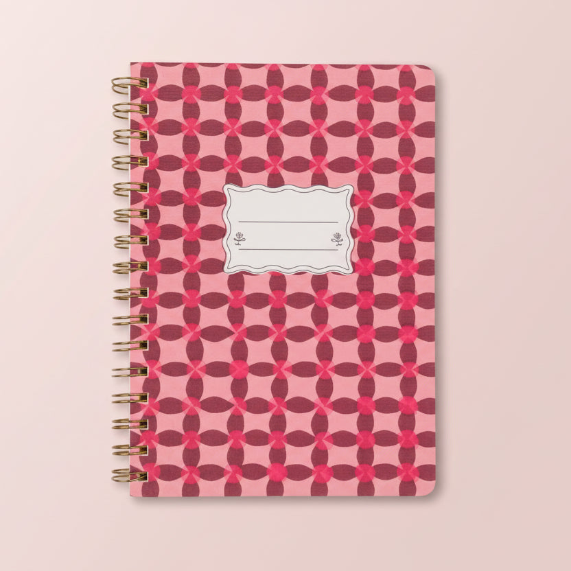 Pink Pinwheel Patterned Wire Bound A5 Notebook - JTW68-1019EU - Uneeka