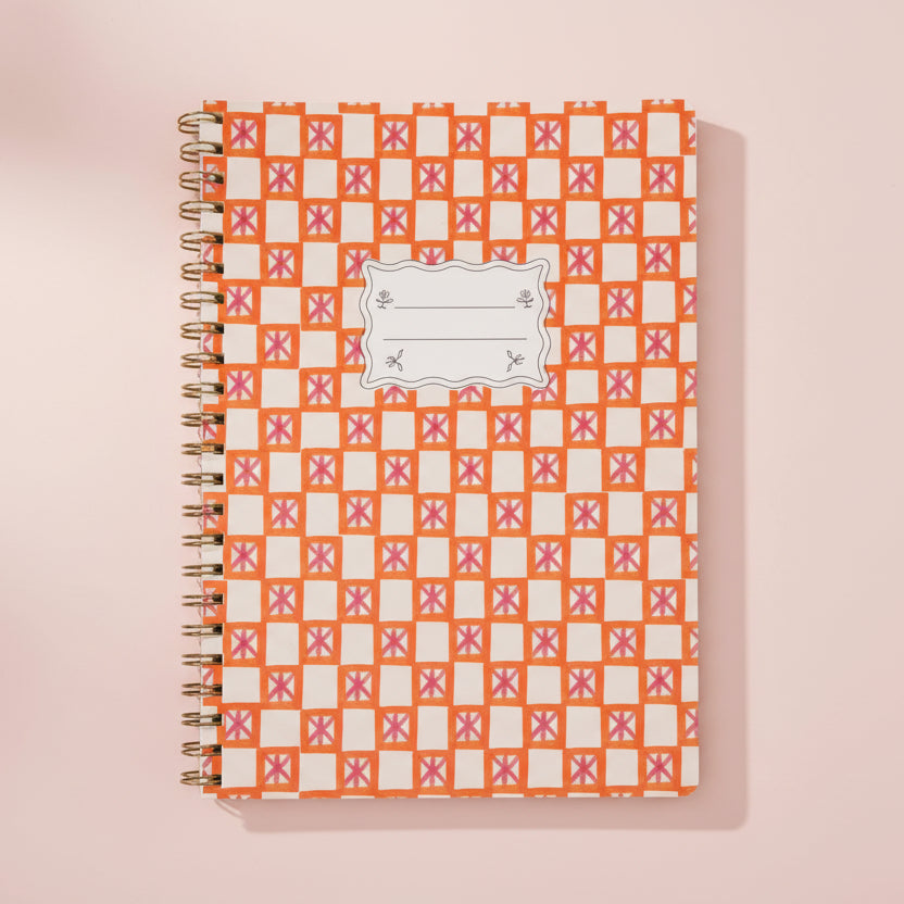 Check Ruled Notebooks Orange Check A4 Wire Bound Notebook | Perforated Lined Pages | Uneeka