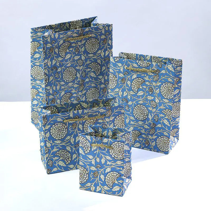 Jaipur Floral Gift Bags blue, mini, small, medium, large