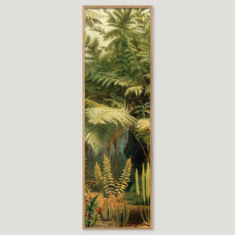 Jungle Ferns Framed Slim Art Print - Oak Frame - Uneeka