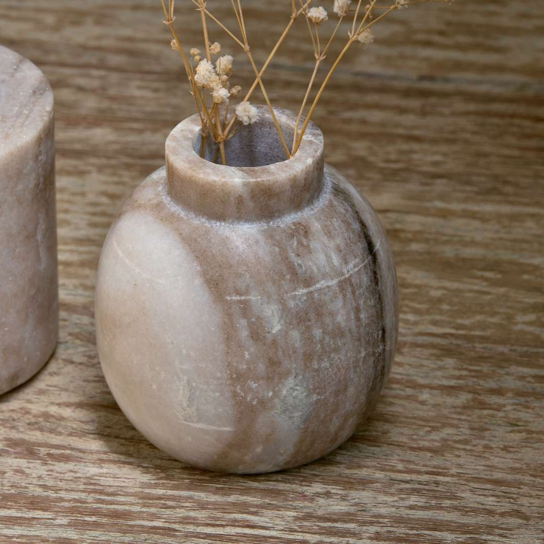 Nkuku Khari Grey Marble Vase - KV1301- Uneeka