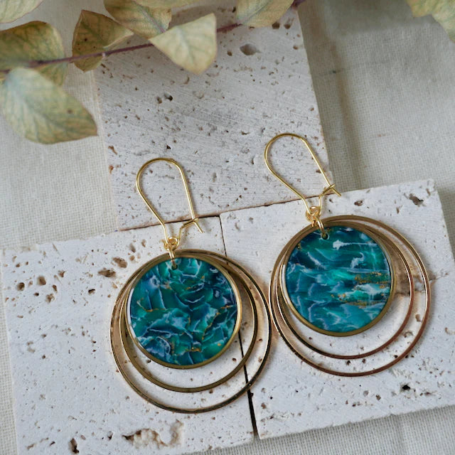 Celestia Gold Multi Hoop Earrings - DH - Emerald Green - Uneeka