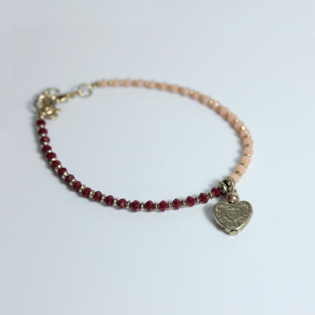 Kimaya Red & Pink Beaded Bracelet