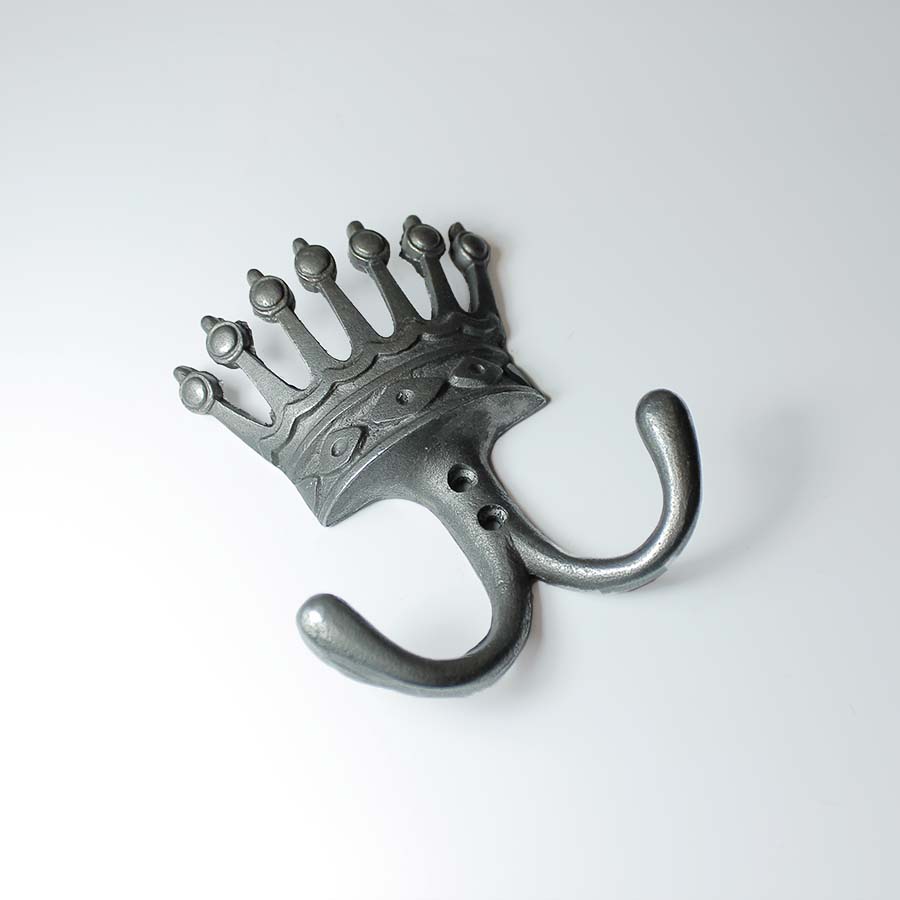 King's Crown Cast Antique Iron with Double Robe Hook