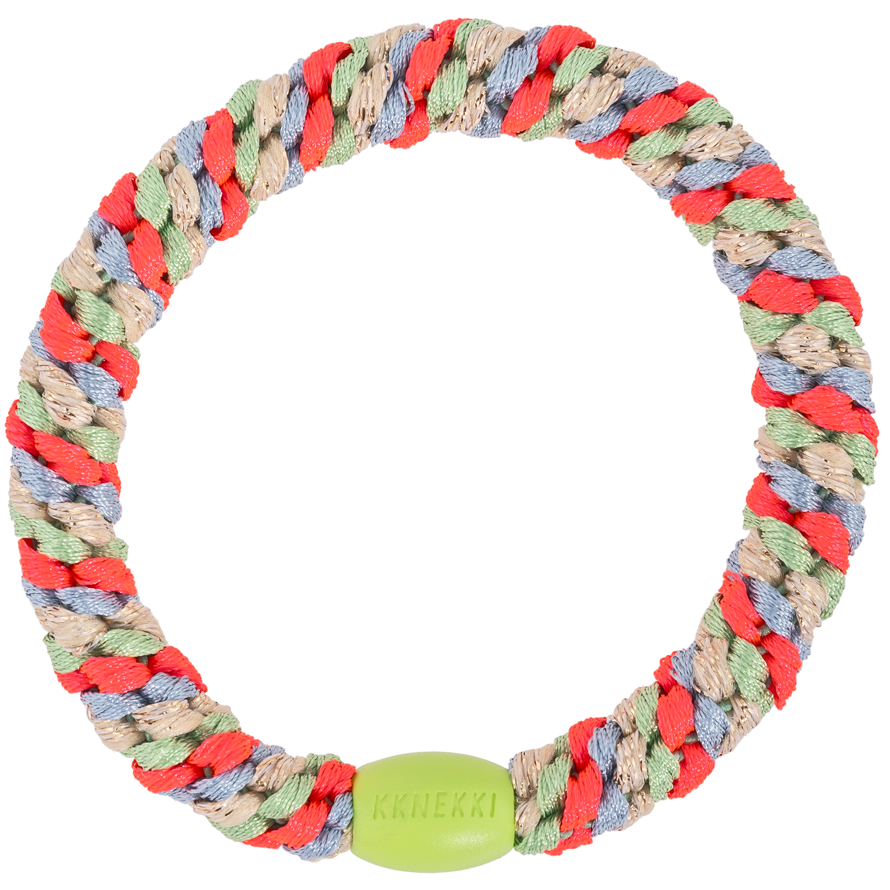 Kknekki Colourful Stripe Woven Hair Tie - 5650 Grass Green Pink Neon - Uneeka