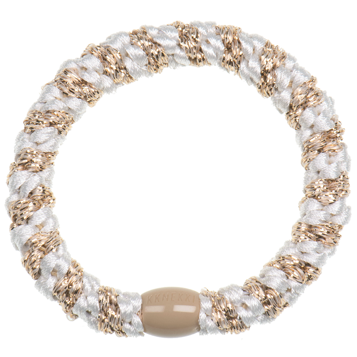 Kknekki Colourful Stripe Woven Hair Tie - 5010 White-Beige Glitter Stripe - Uneeka