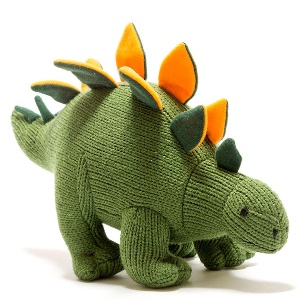 Knitted Green Stegosaurus Dinosaur Baby Soft Toy - Uneeka