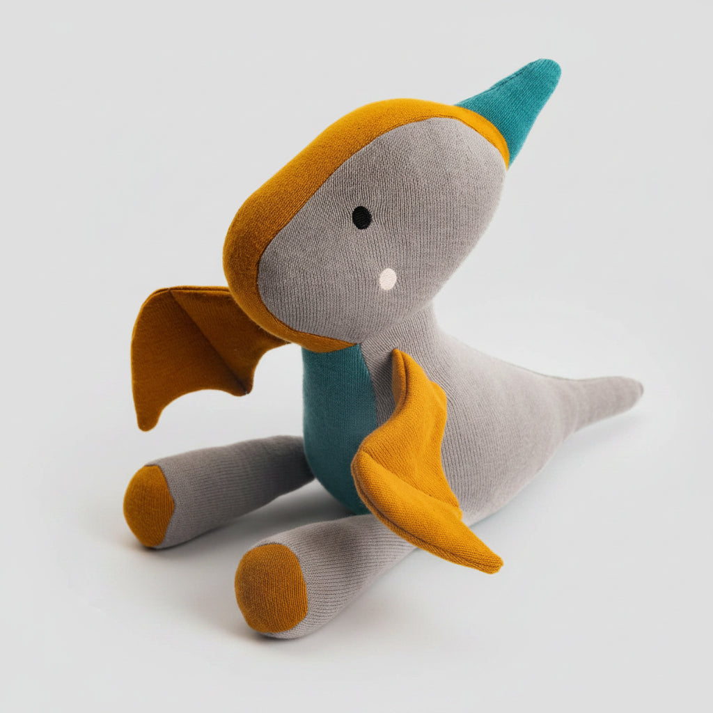 Knitted Organic Cotton Pterodactyl Dinosaur Toy - BY5858 - Uneeka