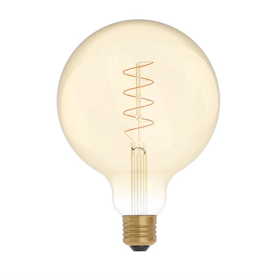LED Gold Globe Curved Spiral Filament G125 4W E27 Dimmable Bulb