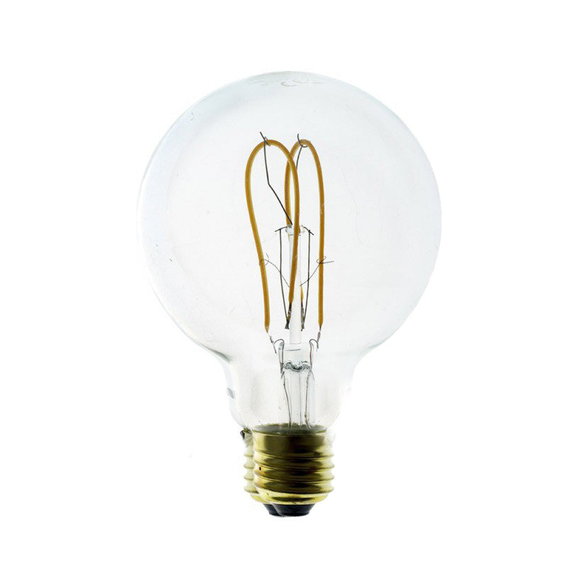 LED Light Bulb - Globe G95 Curved Double Loop Filament - 5W E27 Dimmable - Clear