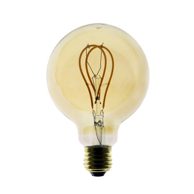LED Light Bulb - Globe G95 Curved Double Loop Filament - 5W E27 Dimmable - Gold