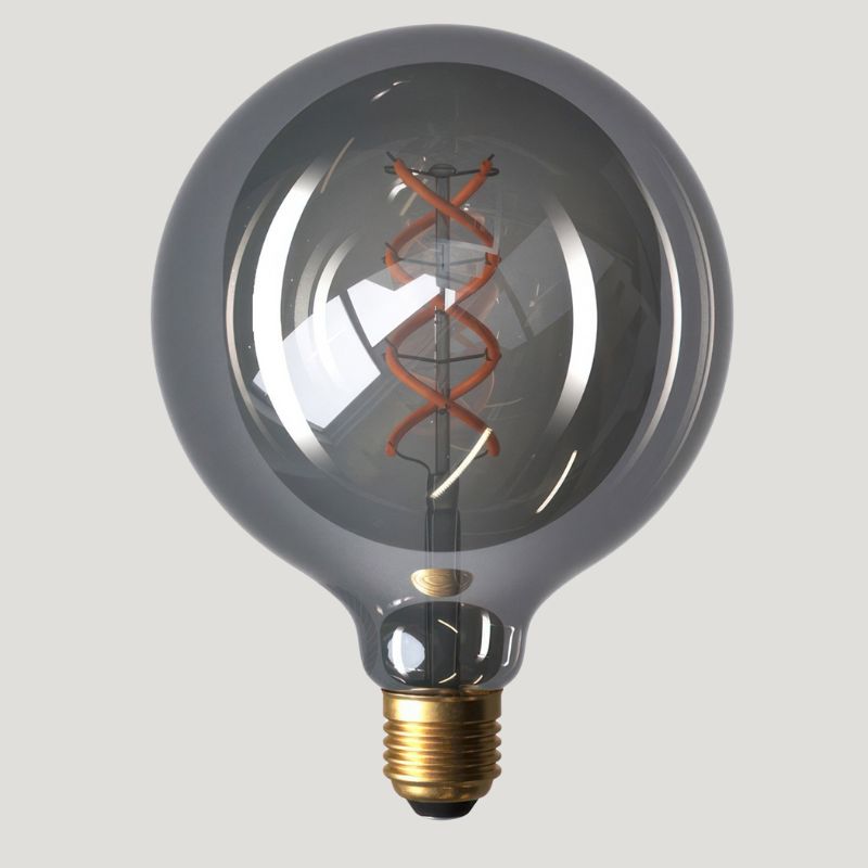 LED Smoky G125 Globe Curved Spiral Filament 5W Light Bulb - DL700179 - Uneeka