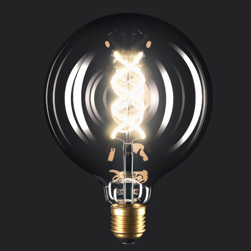 LED Smoky G125 Globe Curved Spiral Filament 5W Light Bulb - DL700179 - Uneeka Lighting