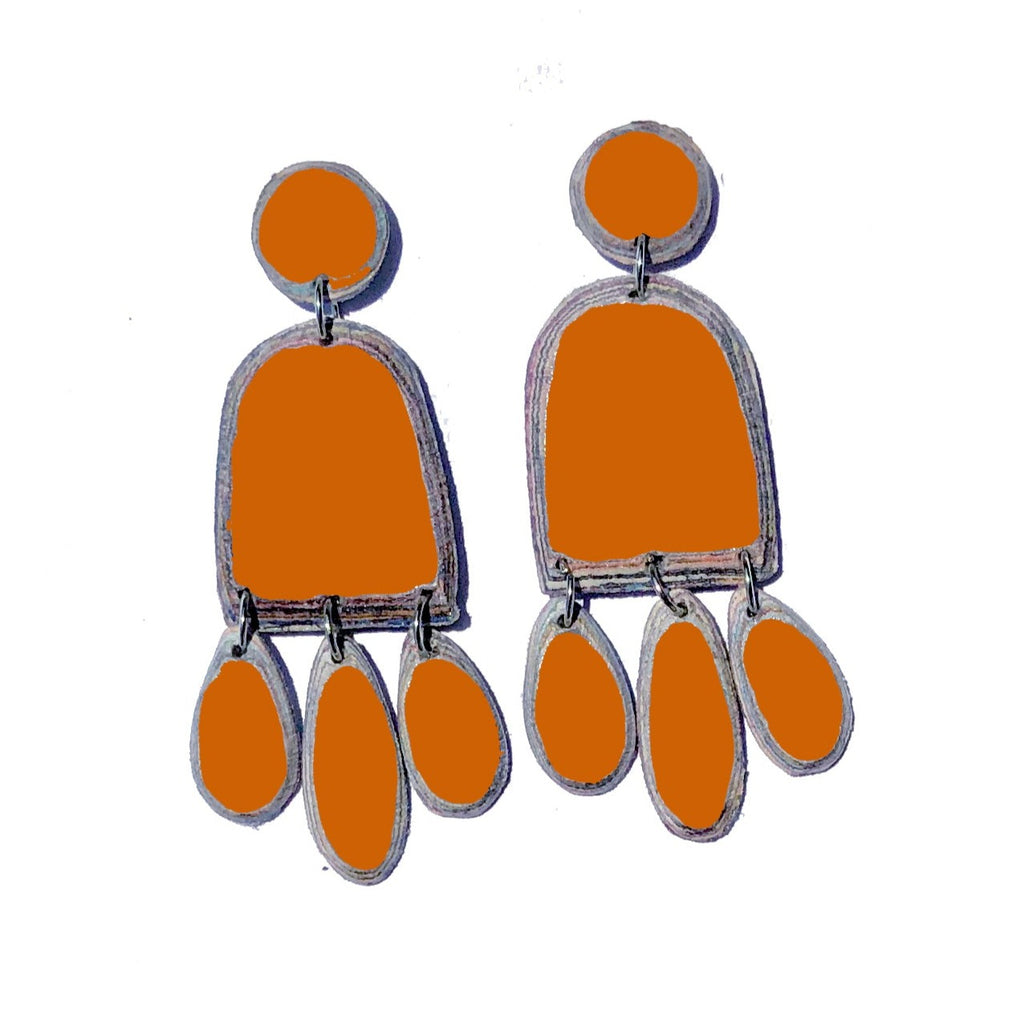 Lifu Layered Paper Earrings orange