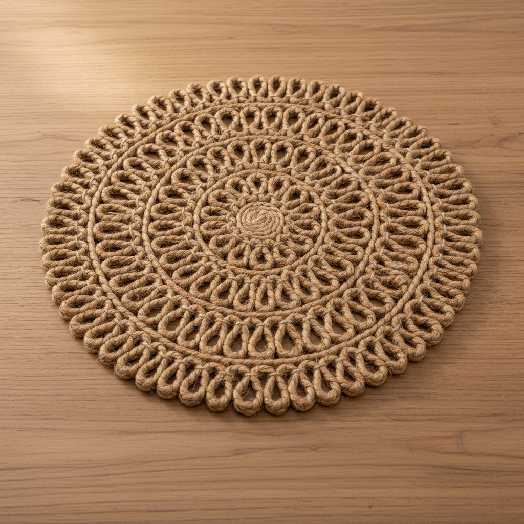 Looped Jute Oval Decorative Table Placemat - LJCM - Uneeka