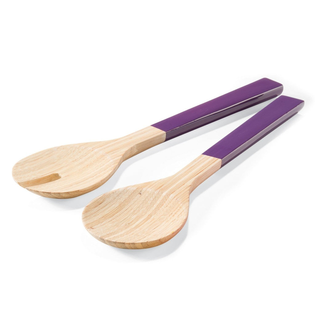 Lacquer Bamboo Salad Server Set Style 2 Purple