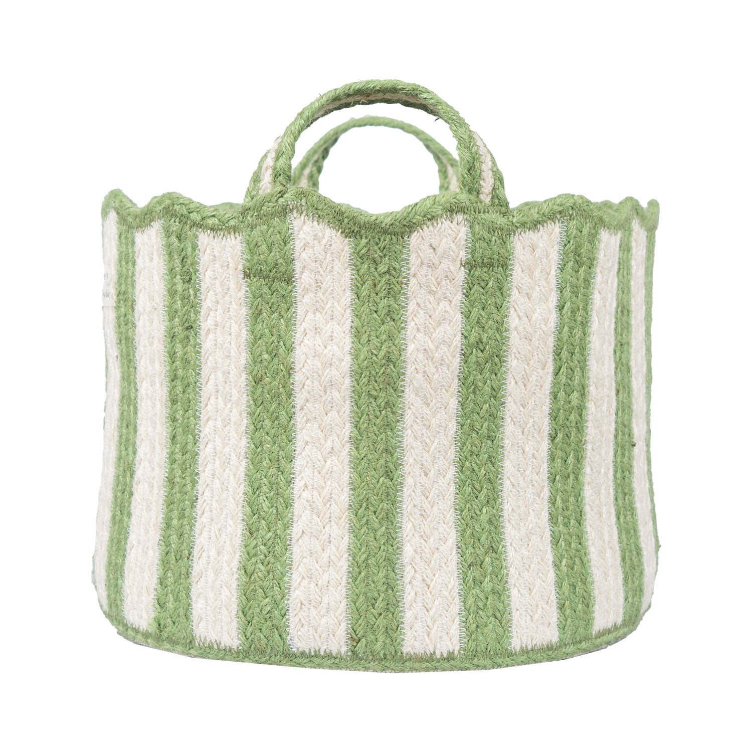Large Scalloped Edge Striped Basket With Handles - CBB05238X29 - Uneeka