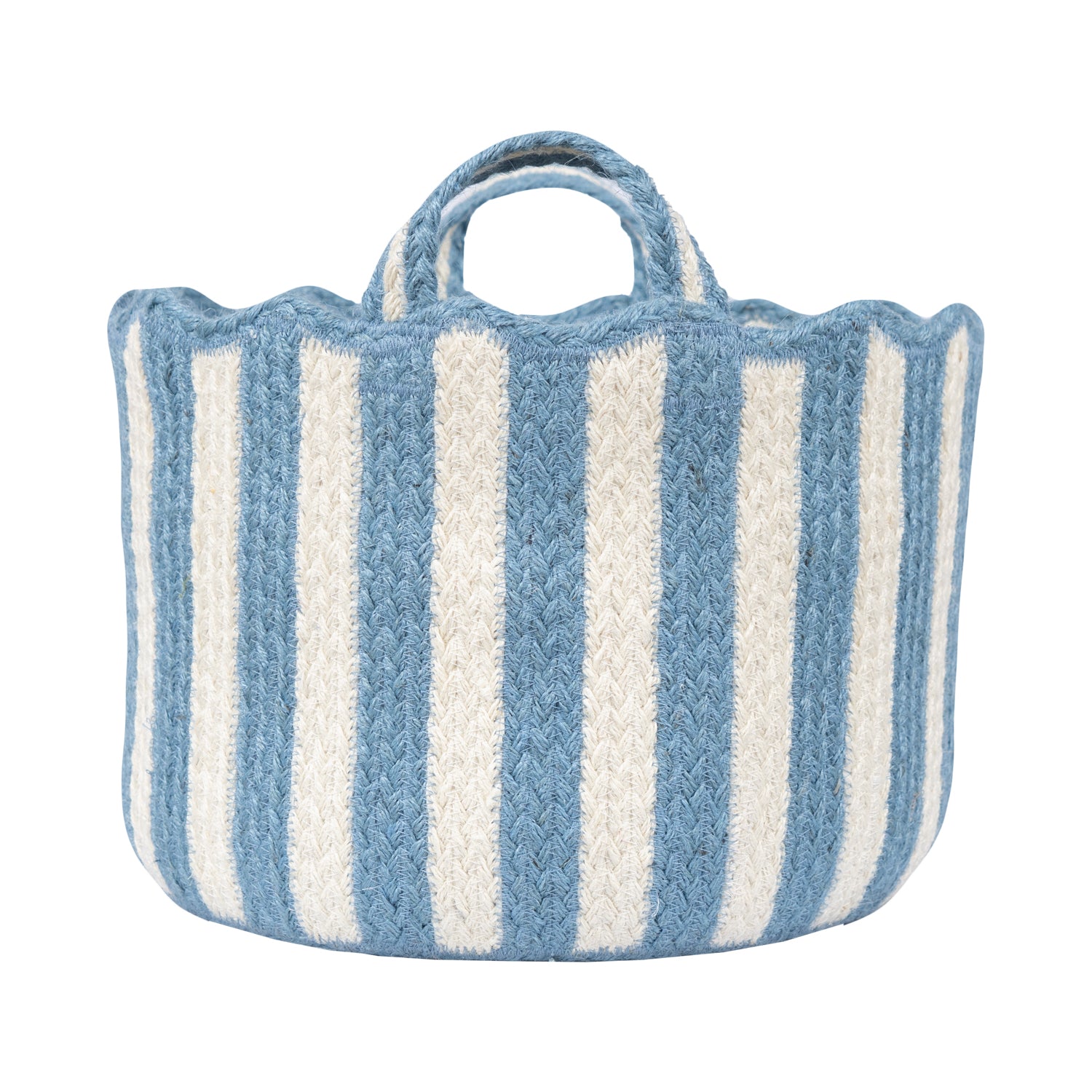Large Scalloped Edge Striped Basket With Handles - CBB05138X29 - Uneeka
