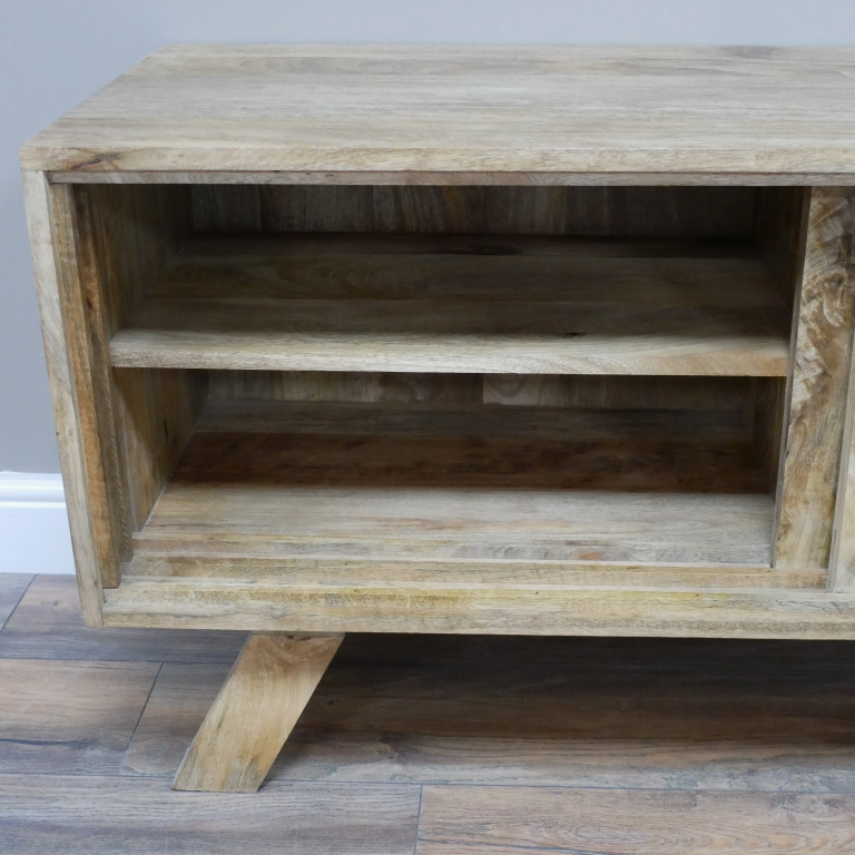 Large Acacia Wood Rattan TV Cabinet -  9716 - Uneeka