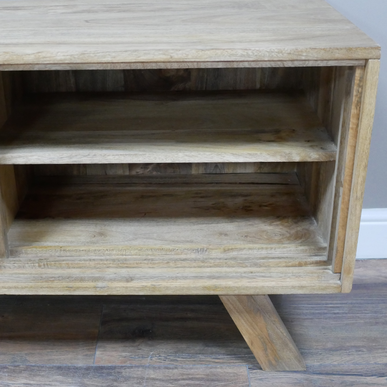 Large Acacia Wood Rattan TV Cabinet - 9716 - Uneeka