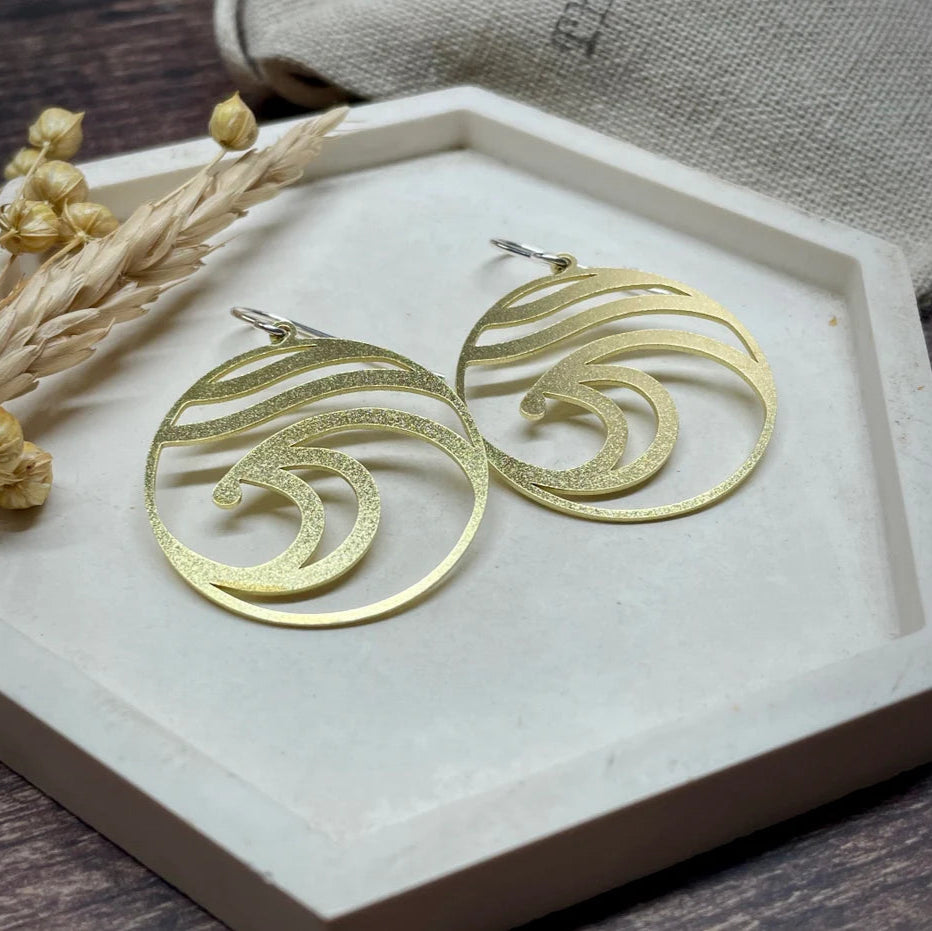 Large Assorted Shape Brass Earrings - LB Circle Wave - Uneeka