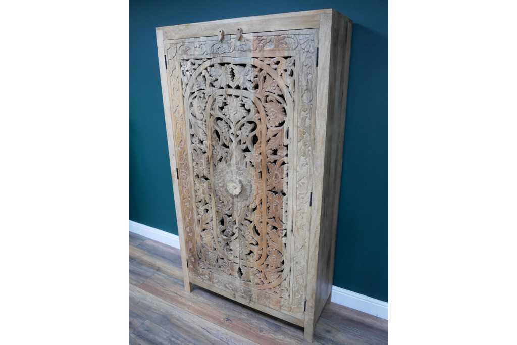 Large Mango Wood Intricate Detail Cabinet
