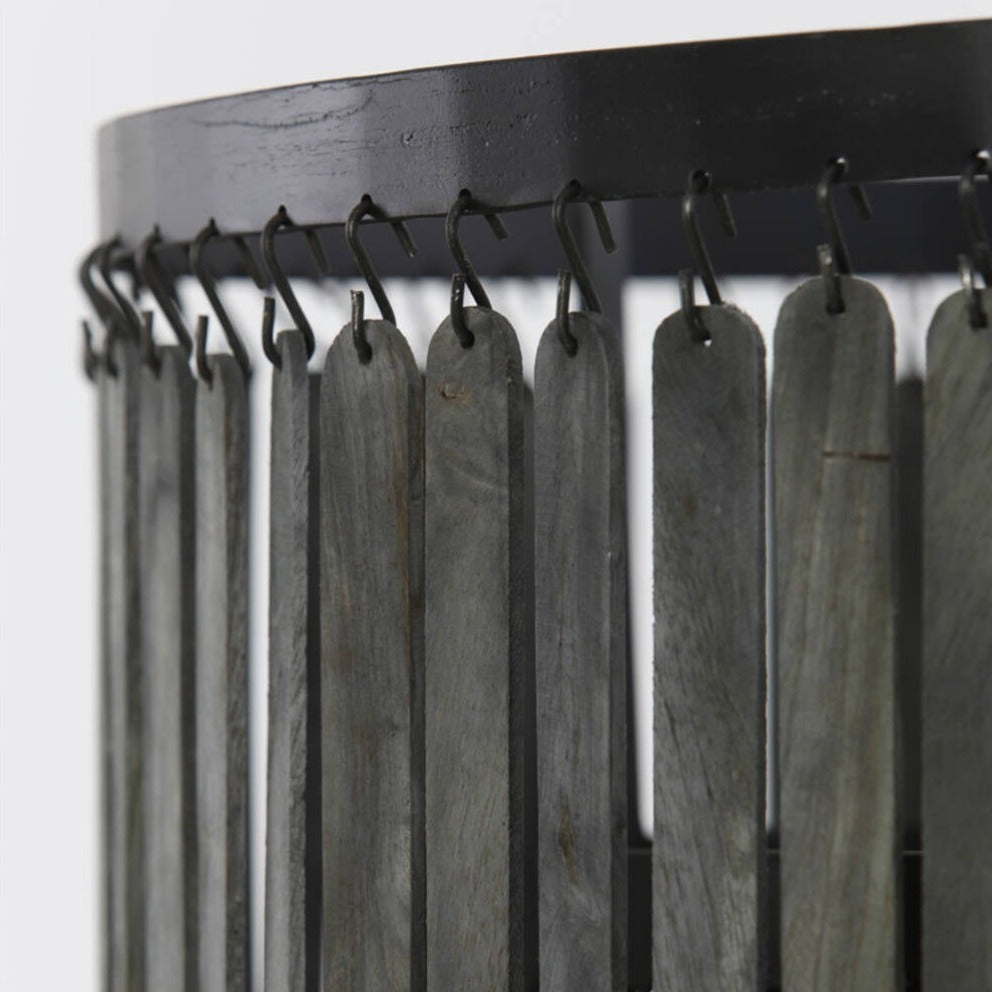 Large Modern Black Wooden Chandelier Style Hanging Lamp  close up detail