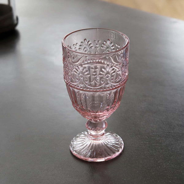 Large Ornate Recycled Wine Glass Pink or Blue Uneeka