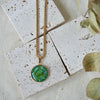 Large Equinox Pendant Gold Necklace - LP - Earth Green - Uneeka