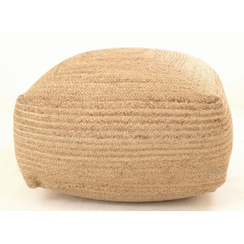 Large Square Seagrass Weave Pouffe side view