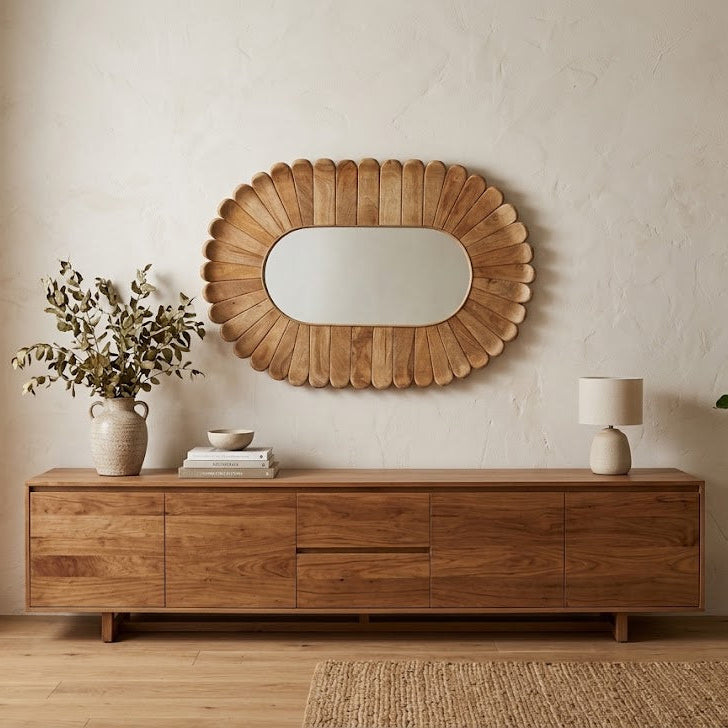 Large Oval Petal Design Mirror - Uneeka