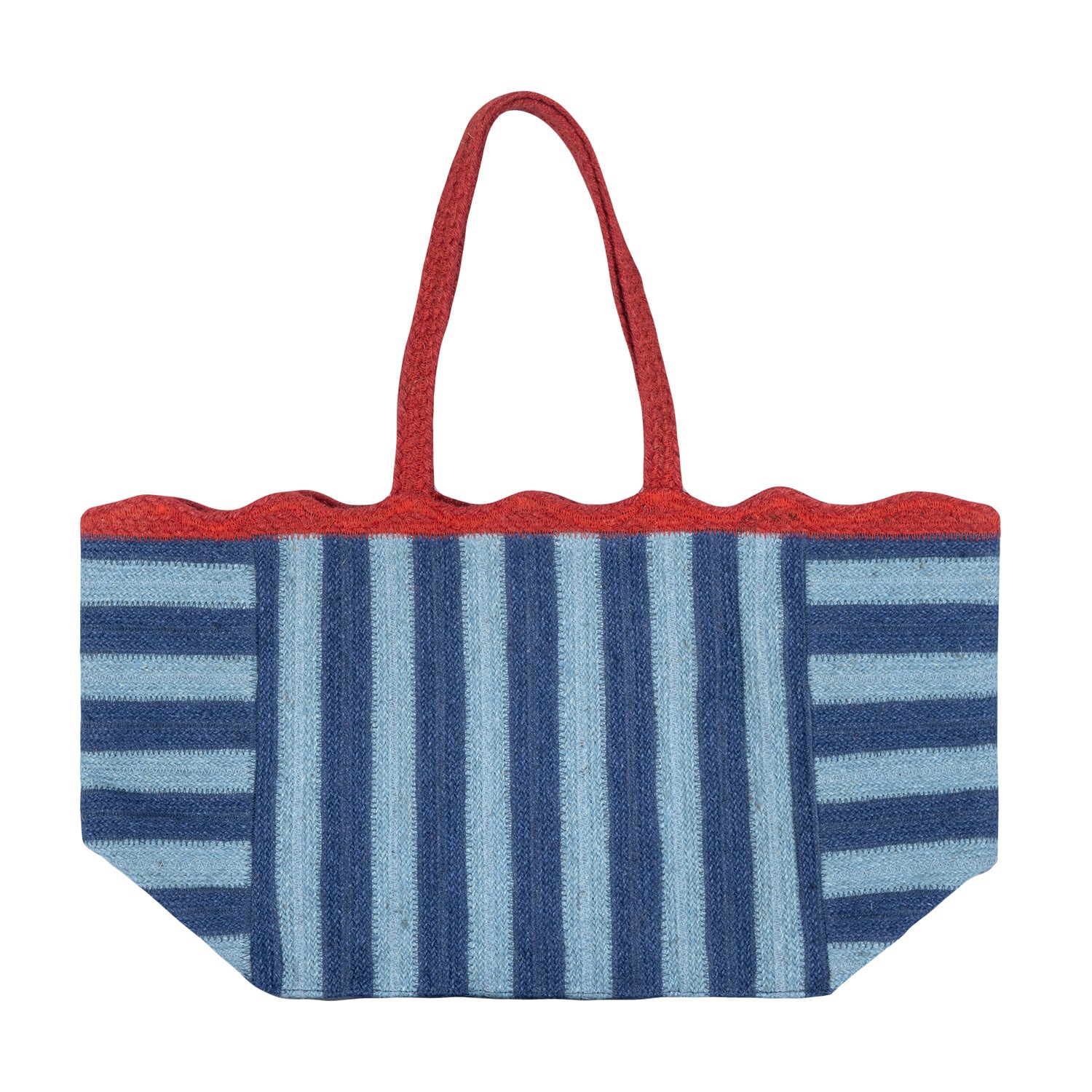 Large Scalloped Edge Striped Bag - CBB05133X36X35 - Uneeka