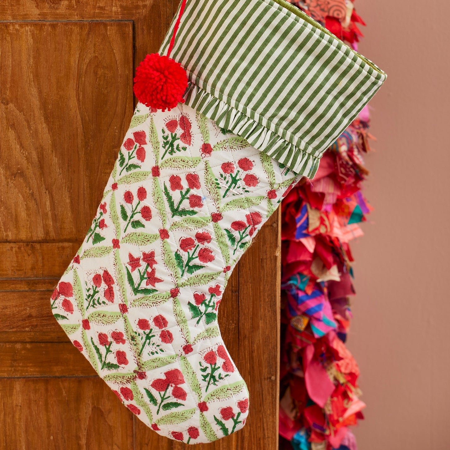 Lattice Block Print Stocking - Uneeka