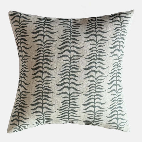 Leafy Vine Stripe Print Cushion - Green - Uneeka