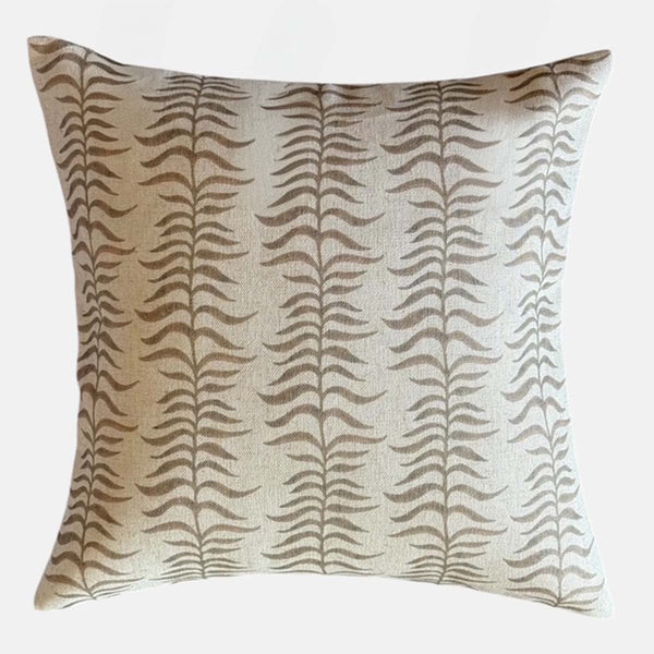 Leafy Vine Stripe Print Cushion - Neutral - Uneeka