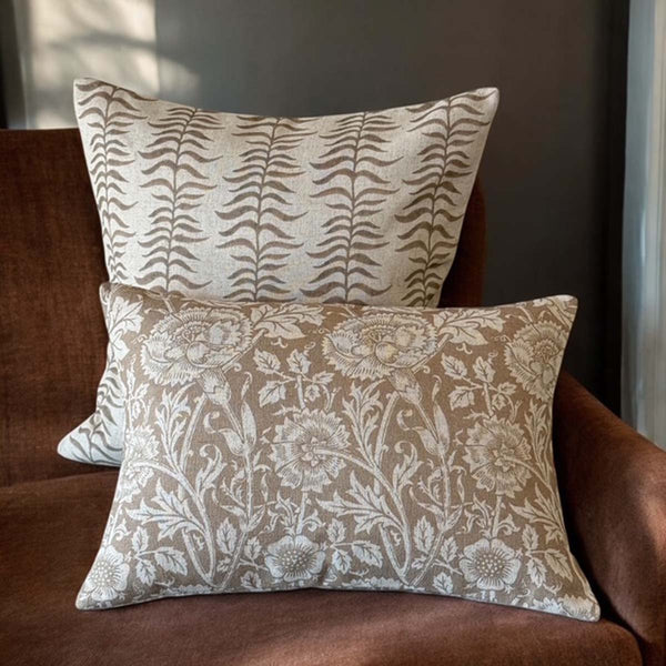 Leafy Vine Stripe Print Cushion - Neutral - Uneeka Lifestyle