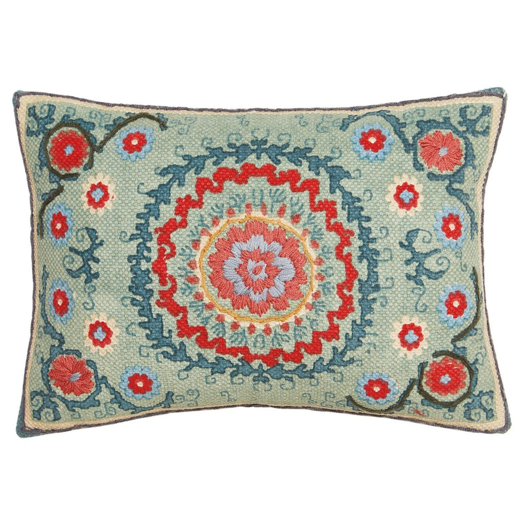 Leila Printed Cushion with Suzani Embroidery rectangular 35 x 50