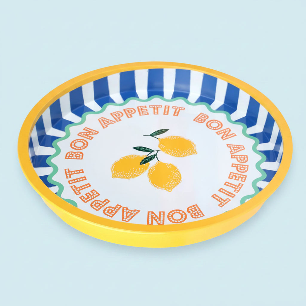Lemon Tin Serving Tray - BON-TRAY-MTL-LEM - Uneeka